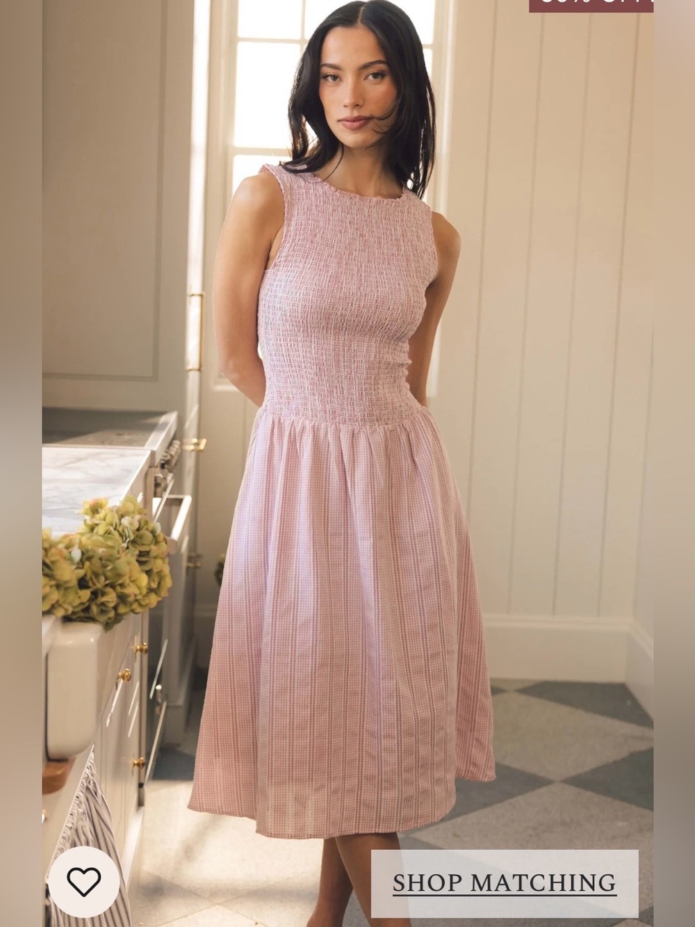 Ivy city co Karla Dress in Pink Striped Gingham smocked drop waist size 2X NWT